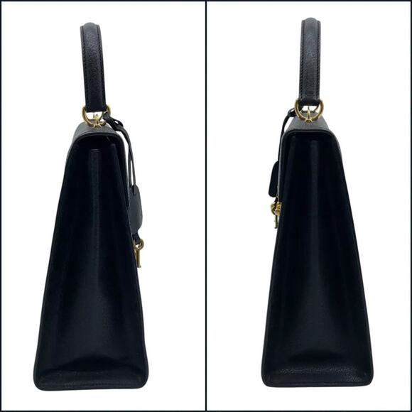 Gucci Vintage Leather Black Antique Gold Hardware 2Way Bag W/Dust bag - Picture 5 of 16